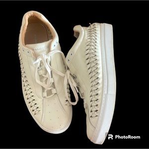 Men’s Hip and Bone White Leather Sneakers Shoes w/ Woven Design‎ - size 12